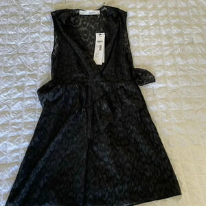 IRO black leopard semi sheer mini dress